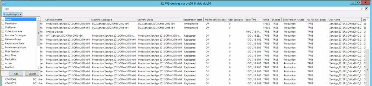 Citrix Provisioning Services device detail viewer